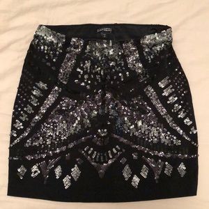 Express sequin body con skirt
